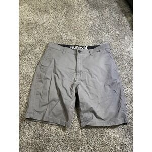 Hurley Mens Dri-FIT Chino Shorts Grey Flat Front Size 32 Walkshorts